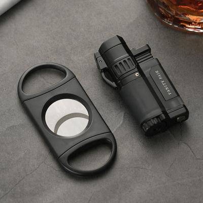 China Custom Multifunctional Powerful Cigar Cutter Safety Cigar Lighter Cigar Gift Set for sale