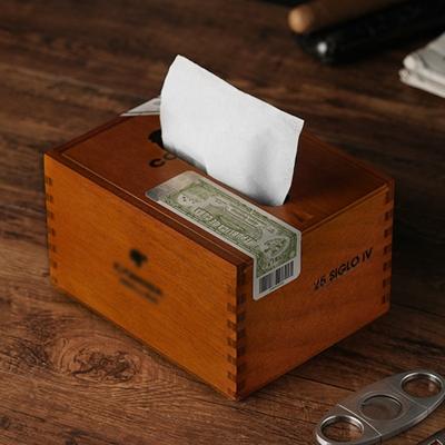 China Portable Cigar Tissue Box With Push Pull Cover Wooden Cigar Box for sale