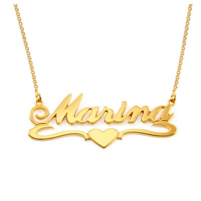 China Best Selling Personalized TRENDY Custom Name Necklace Stainless Steel 18k Gold Vermeil Heart Medium Necklace for sale