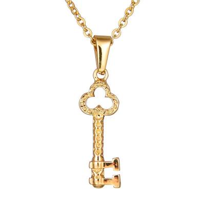 China Wholesale Fashion Romantic Women Love Key Charm Stainless Steel Jewelry 18K Gold Key Jewelry Pendant Necklace for sale