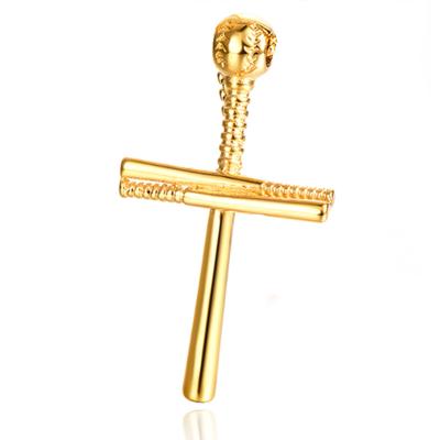 China Big Baseball Stainless Steel Hiphop Hip Hop Cross Necklace Gold Ethiopian Religious Jewelry Custom Men Orthodox Pendant for sale