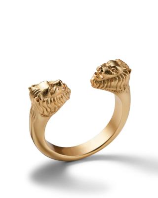 China Open Ring Man Ring Personalized Lion Head Design 18K Gold Stainless Steel Animal Jewelry Finger Ring Hiphop Hip Hop for sale