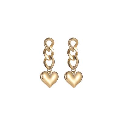 China Cuban Link Chain Women Hops Lead Free Nickel Free Trending Earrings 18K Gold Plated Stainless Steel Love Heart Tassel Dangle Earrings For Women for sale