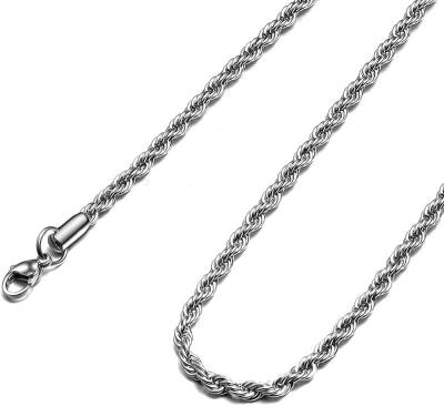 China CLASSIC Wholesale Necklace 2.5mm 3mm Metal Rope Chain Fashion Metal Rope Chain Mens Womens Jewelry Silver CLASSIC for sale