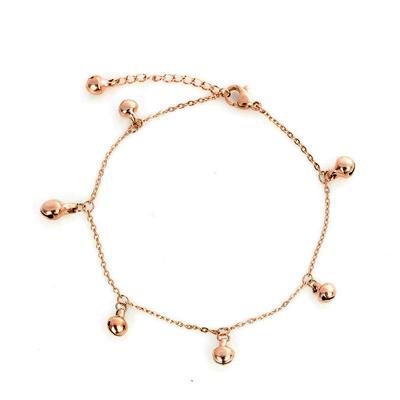 China Indian Traditional Foot Jewelry Bracelet DIY 18K Rose Gold Bell Charm Anklets Vintage Cheap Wholesale FASHIONABLE Anklet Chain For Women for sale