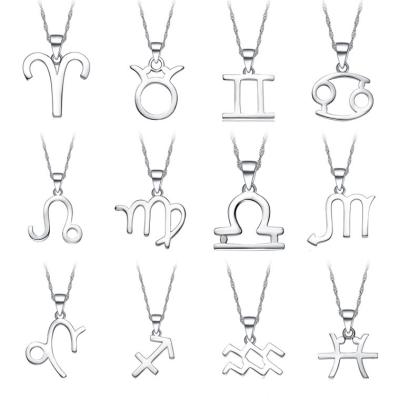 China Simple Trendy Fashion Zodiac Astrology Pendant 925 Sterling Silver Custom Jewelry Twelve Charm 12 Zodiac Sign Necklace Pendant for sale