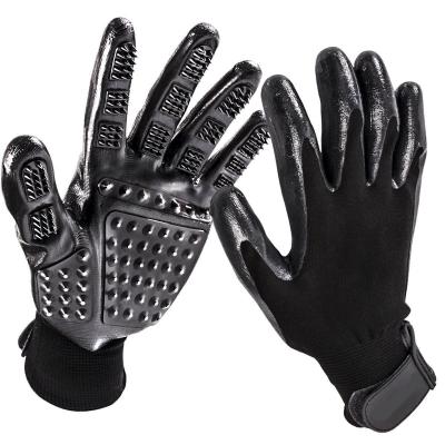 China Black Stocked Five-finger Dog Cat Hair Massage Bath Comb Cleaning Hair Pet Grooming Gloves for sale