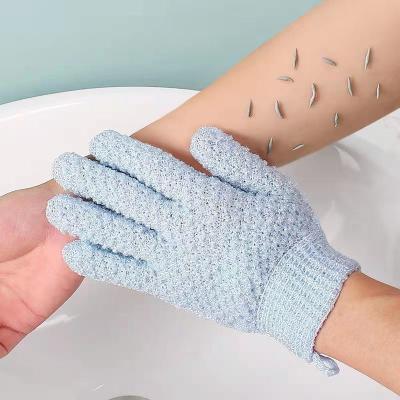 China EXFOLIATING nylon five-finger gloves massage dead skin to remove body exfoliating gloves bath gloves for sale