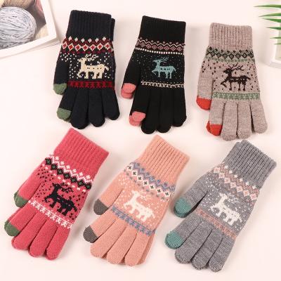 China Comfortable Jacquard Touch Screen Gloves Warm Knitted Magic Mittens for sale