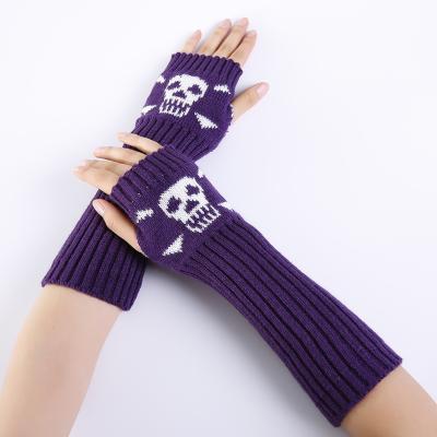 China Winter comfortable cheap high quality acrylic jacquard knit long section half-finger gloves wholesale for sale