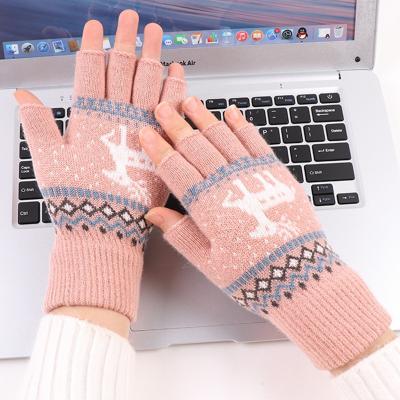 China Autumn / Winter Womens Comfortable Multicolor Warm Acrylic Half Finger Gloves Cycling Knitted Gloves for sale