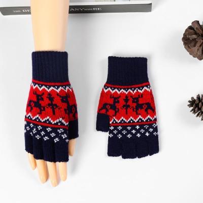 China Comfortable Wholesale Half Finger Gloves Acrylic Fingerless Winter Knitted Mittens for sale