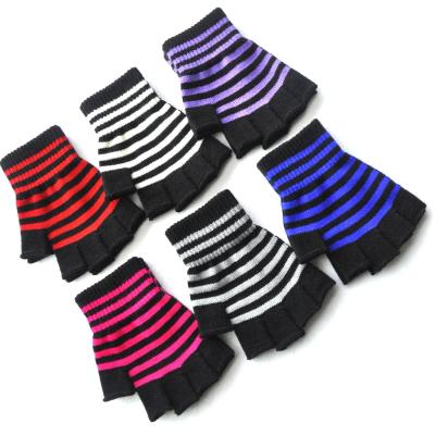 China Cute Fingerless Striped Finger Gloves Cheap High Quality Comfortable Striped Half Finger Gloves for sale