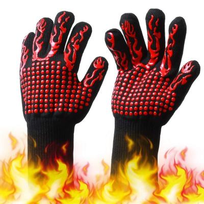 China Durable outdoor barbecue gloves, anti-scalding non-slip microwave oven glovesheat insulation, high temperature resistant gloves for sale