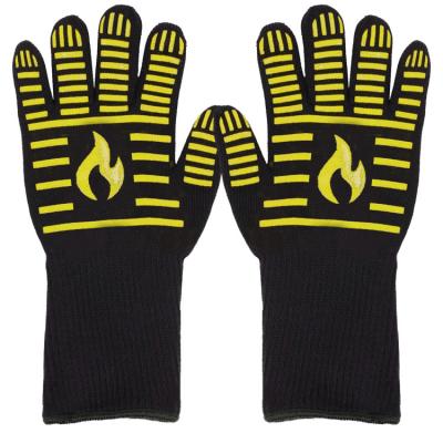 China Non-slip Comfortable BBQ Oven Anti-scald Heat Resistant Gloves and Baking-Resistant Silicone BBQ Gloves for sale