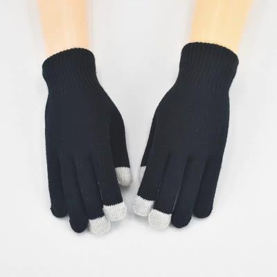 China Comfortable Touch Screen Winter Knit Mitten Mens Womens Anti Slip Conversible Fingerless Mitt for sale