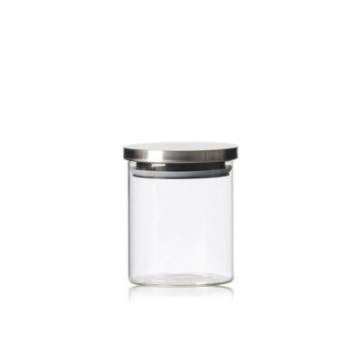 China High Quality Wholesale Viable Borosilicate Glass Food Storage Jar Round Glass Jars With Lids for sale