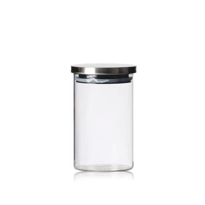 China Sustainable High Quality Kitchen Borosilicate Glass Clear Storage Jar for sale