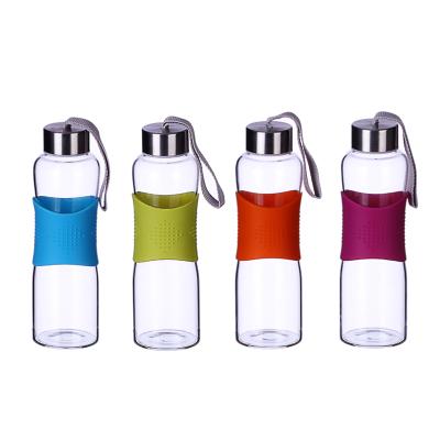 China Viable Direct Manifacturer Custom Logo Glass Clear Drinking Water Bottle With Top For Water for sale