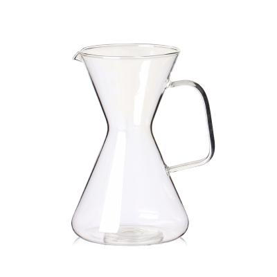 China Borosilicate Glass 750ml Sustainable Heat Resistant Coffee Maker Pour Over Glass Coffee Pot With Stainless Steel Strainer for sale