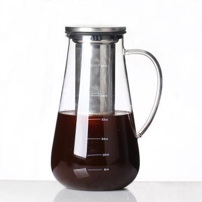 China Sustainable High Borosilicate Glass 1500ml Cold Brew Coffee Maker With Easy To Mesh Filter Iced Coffee Pot Reusable Clean for sale