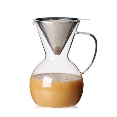 China Sustainable High Borosilicate Glass 500ml/1200ml Cold Brew Coffee Maker With Easy To Mesh Filter Iced Coffee Pot Reusable Clean for sale