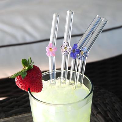 China Borosilicate Straw Reusable Heat Proof Hot Viable Glass Water Glass Drinking Straw With Logo for sale