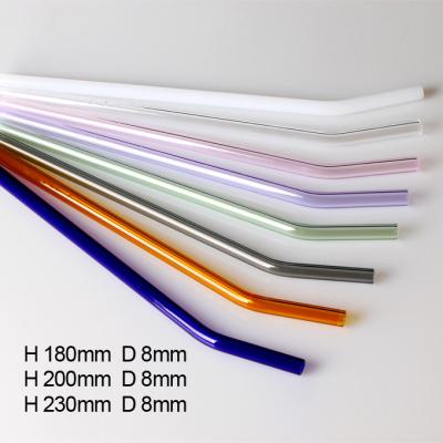 China Viable Reusable Hot Water Glass Drinking Straw Glass Straw Heat Proof With Logo for sale