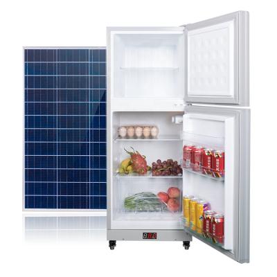 China COMPRESSOR 128L 24V 12V solar refrigerator with built-in lithium battery portable solar home appliances solar freezer for sale