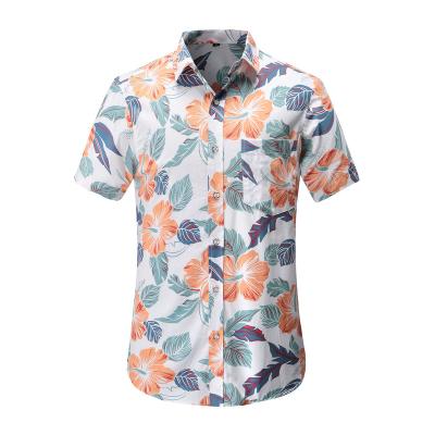 China 2022 Summer New Hot Button Anti-pilling Flower Shirt Digital Printed Hawaiian Short Sleeve Summer Beach Custom Design Shirt for sale