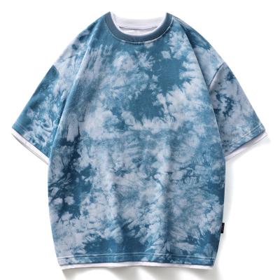 China wholesale Anti-wrinkle 100% cotton T-shirt men tie dyed short sleeve fashion vintage tie dye loose top t-shirt for men for sale