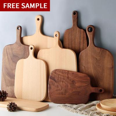 China 2022 Customs Logo Viable Cutting Blocks Wood Cutting Board With Handle Acacia Walnut Wood Chopper Set For Engraving for sale