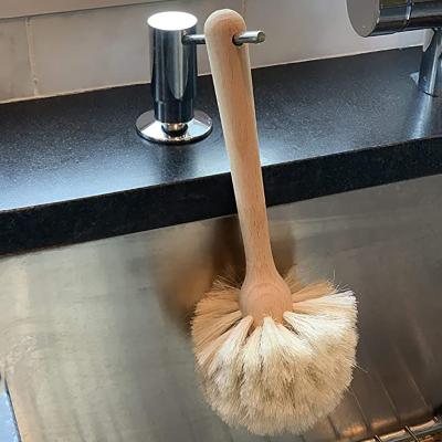 China Environmentally Friendly Zero Sustainable Waste Natural Wooden Cleaning Scrubber Sweep Sisal Reusable Bamboo Wooden Dish Kitchen Cleaning Brush for sale