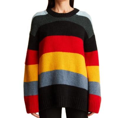 China Anti-Wrinkle BILLIONS Sweater Oversized Women Chunky Stripe Sweater Multicolor Sweater for sale