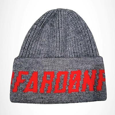 China JOINT Logo Beanie Mens Custom Jacquard Knit Beanie Winter Hats for sale