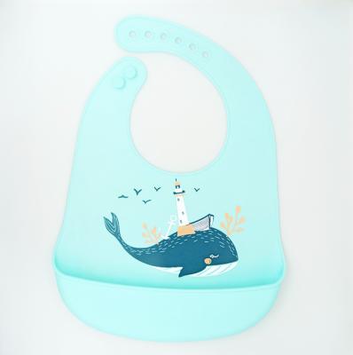 China Cute Animal Logo Waterproof Baby Bib Silicone Custom Design Amazon Hot Sale BPA Free for sale