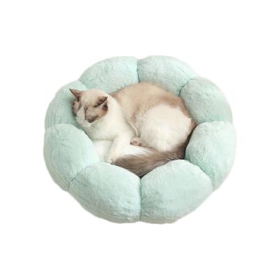 China Wholesale Washable Luxury Designer Cat Cat Bed Donut Cotton Cat Nest Winter Soft Comfortable Round Warm Cat Bed Large Cat Bed for sale