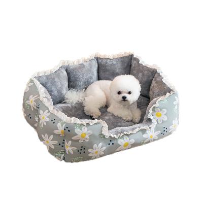 China Washable Round Cat Bed Cat Bed Modern Sofa Upholstered Non Slip Cotton Non Slip Fluffy Soft Sleeping Pet Nest for sale