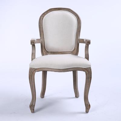 China Bistro Stable Modern French Back Chair Style Antique White Armchair For Living Room for sale