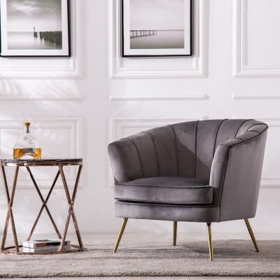 China VELET Velvet Armchair Accent with Gold Legs Simple Gray Living Room Furniture for sale