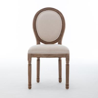 China Wholesale French KD Design Kitchen Furniture Around Back Rubber Wood Louis Dining Chair for sale