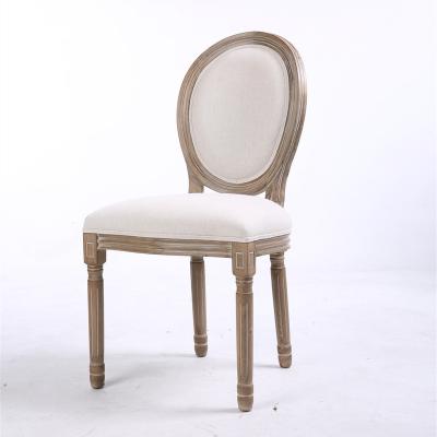 China Soild Furniture Wood Factory Custom French Style Round Wood Dining Chair Solid Back The Log Chair for sale