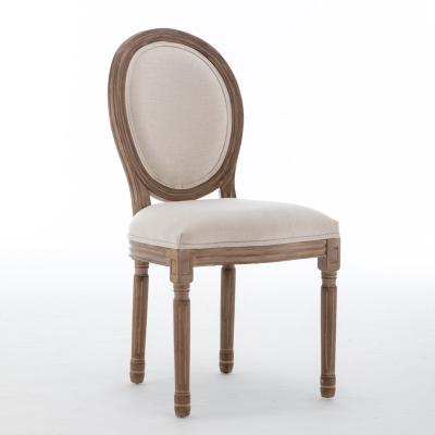 China KD Design Antique Xvi Dining Chair Round Velvet Back Solid Wood Canvas Fabric Louis Chair for sale