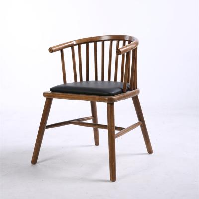 China Wholesale Stable Natural Solid Wood Chair Natural Back Dining Black Leather Chairs High In Living Room for sale