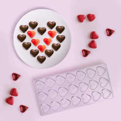 China Sustainable Heart Shaped Chocolate PC Molds Polycarbonate Plastic Molds For Chocolate for sale