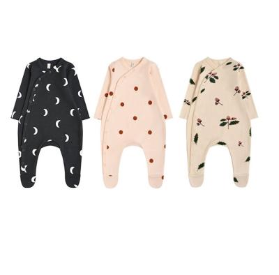 China 95% Cotton Autumn Newborn Infant Toddler Boys Girls Clothes Floral Long Sleeve Baby Footie for sale