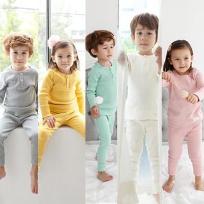 China Autumn Winter Children Boys Girl Solid Color Plus Size Casual Sleepwear Tops Kids Pajamas 100% Cotton for sale