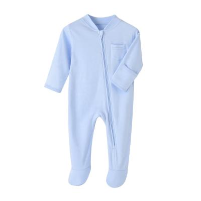 China 100% Organic Cotton OEM ODM Toddler Boy Girl Oganic Cotton Pajamas Footie Newborn Infant Baby Romper With Zipper for sale