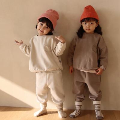 China Autumn Winter Korean Style Children Casual Clothes Boys Girls Sweatshirt Pants Hoodie Kids Clothing Sets for sale