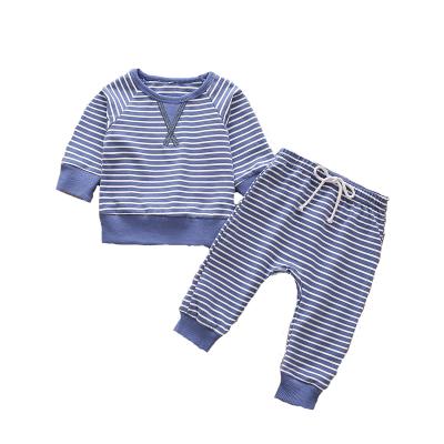 China Autumn Newborn Infant Breathable Baby Clothes Striped Top Long Sleeves Long Pants Baby Suit for sale